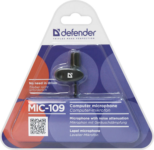 Defender MIC-109 Δυναμικό Mikrofon 3,5mm Πέτου, Clip On für Gesang