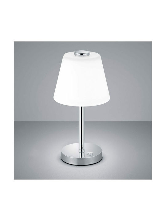 Trio Lighting Emerald Метална Настолна лампа LED с Бял Абажур и Сребрист Основа