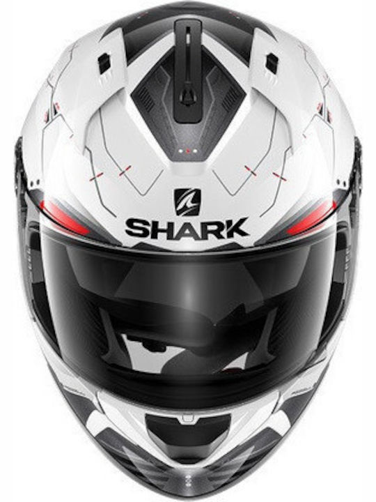 Shark Ridill Mecca White/Black/Red Κράνος Μηχανής Full Face 1550gr με Sunvisor