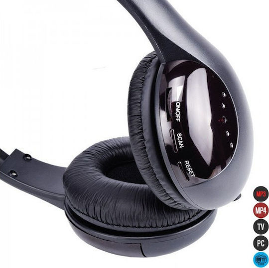 QY2001 Ασύρματα Over Ear Ακουστικά με Ραδιόφωνο Μαύρα