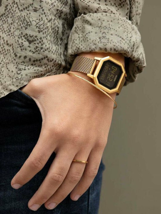 Nixon Τhe Siren Milanese Digital Ceas de Damă cronograf cu Auriu Brățară Metalică