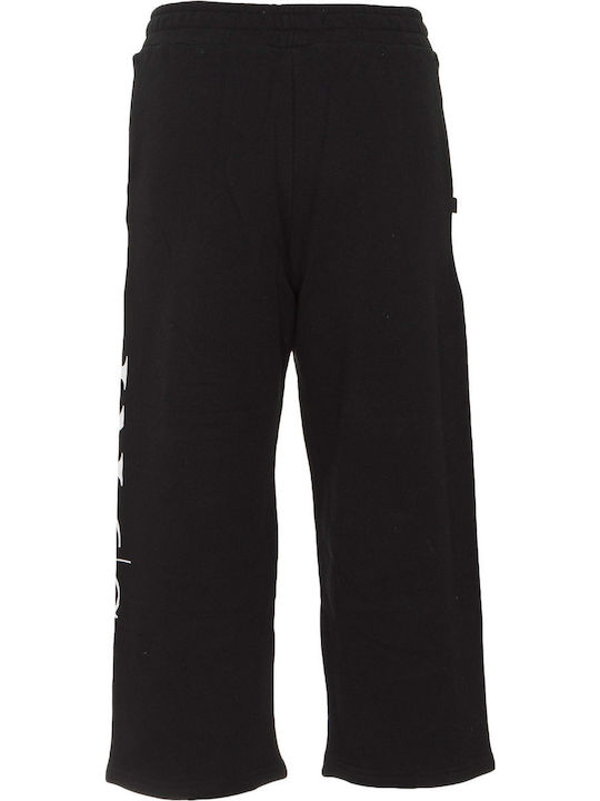 The Edit Wide Leg Lite Παντελόνι Φόρμας Φαρδύ Μαύρο
