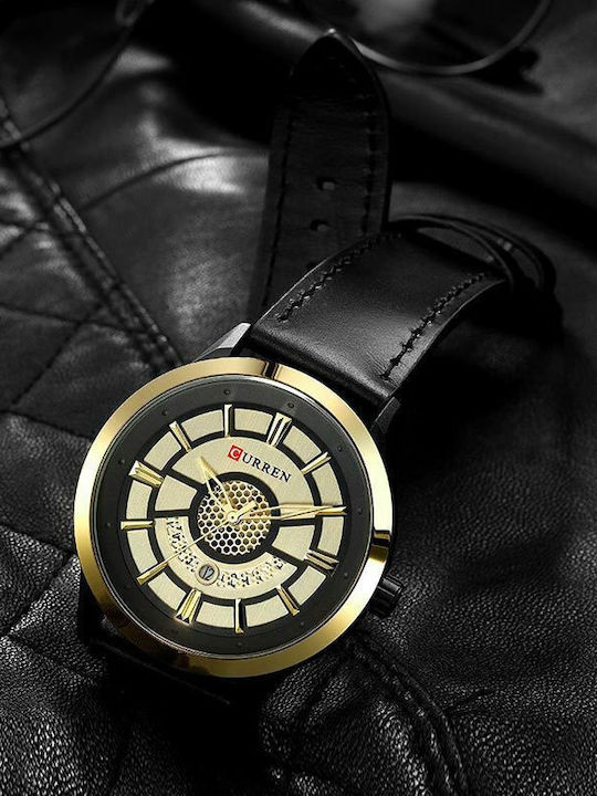 Curren Men's Watch 48mm Battery with Black Leather Strap