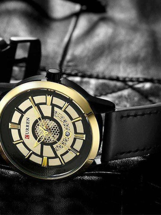 Curren Men's Watch 48mm Battery with Black Leather Strap
