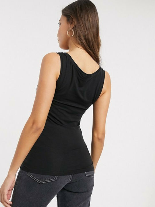 Vero Moda pentru Femei de Vară Bluză Fără mâneci Neagră