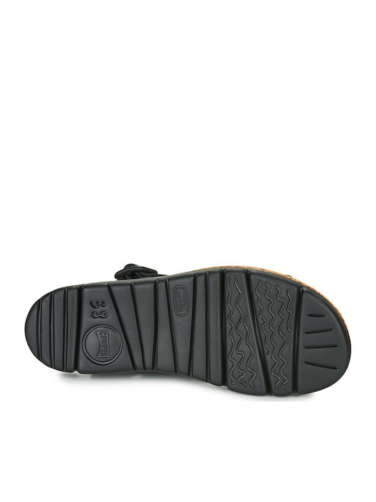 Oruga Leather Women's Flat Sandals in Black Color