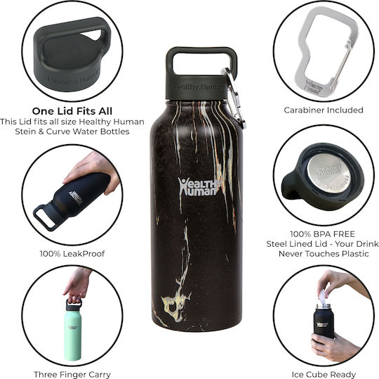 Healthy Human Stein Bottle Thermos Stainless Steel BPA Free 620ml Pink With Loop