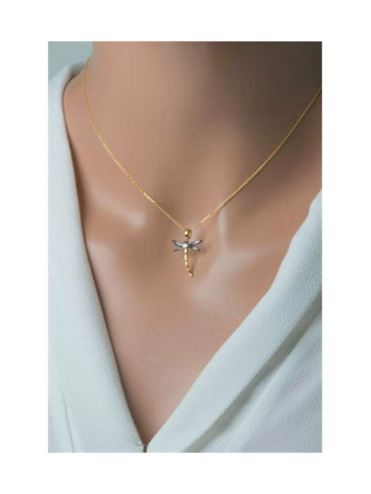 Dragonfly necklace made of gold plated silver