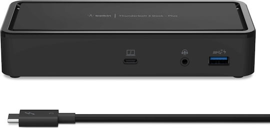 Belkin Thunderbolt 3 Dock Plus USB-C Docking Station with DisplayPort 4K PD Ethernet and Support for 2 Monitors Black