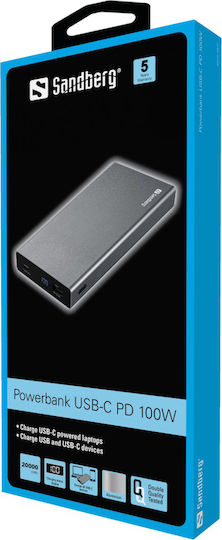 Sandberg 420-52 Power Bank 20000mAh 88W με Θύρα USB-A και Θύρα USB-C Power Delivery Γκρι