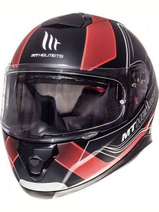 MT Thunder 3 SV Trace Matt Black-Red Motorcycle Helmet Full Face ECE 22.05 with Sunvisor MTH000KRA208