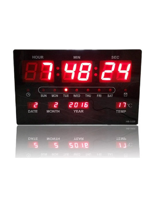 Ρολόι Τοίχου Ψηφιακό Πλαστικό 33x20cm