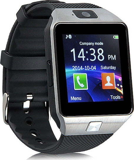DZ09 43mm Smartwatch με SIM (Ασημί)