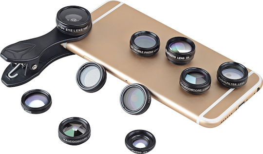 Apexel APL-DG10 Phone Camera Lens Set Fisheye / Telephoto / Wide Angle / Macro / Polarizer 15x 10pcs