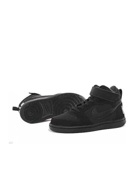 Court Court Borough Mid Psv Kids Sports Shoes Basketball with Hoop & Loop Closure Black
