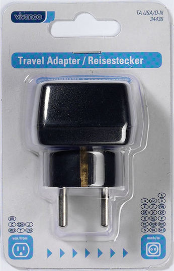 Vivanco USA Socket to Schuko Plug Αντάπτορας Πρίζας από Αμερικής σε Ελλάδας