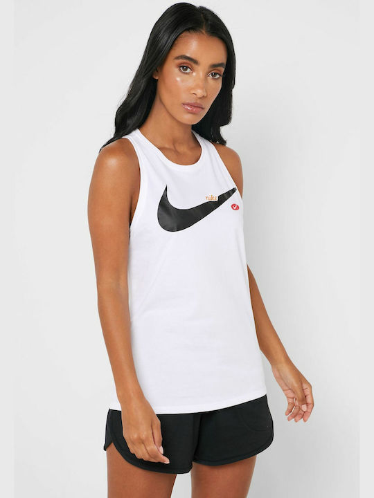 Nike Damen Sportlich Baumwolle Bluse Ärmellos Weiß