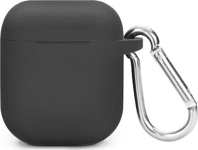 Case Silicone with Hook in Black color for Apple AirPods 1 / AirPods 2