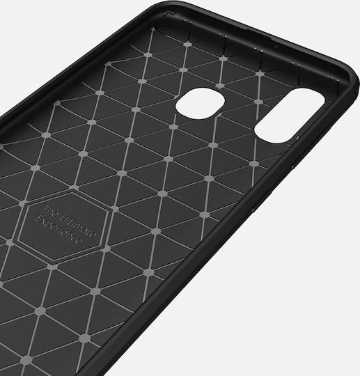 Hurtel Carbon Fiber Brushed Back Cover Silicone Black (Galaxy A40)