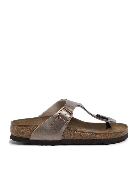 Gizeh Birko-Flor Women's Anatomic Flat Sandals Gold Narrow Fit