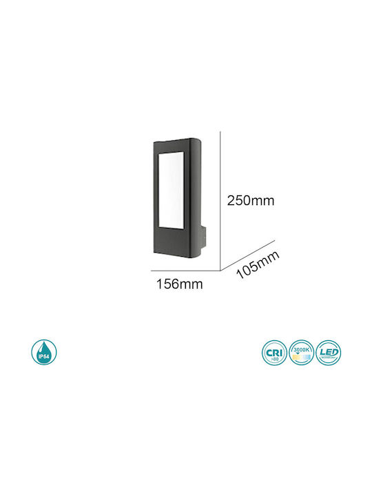 Sun Light Outdoor Floor Lamp Small Post LED Outdoor 10W with Warm White Light IP54 Black