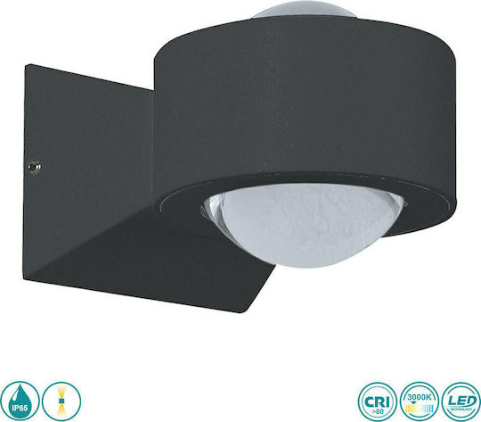 Sun Light Επιτοίχια Εξωτερική Πλαφονιέρα LED IP65 5W με Θερμό Λευκό Φως Διπλής Δέσμης 9x7x12εκ.