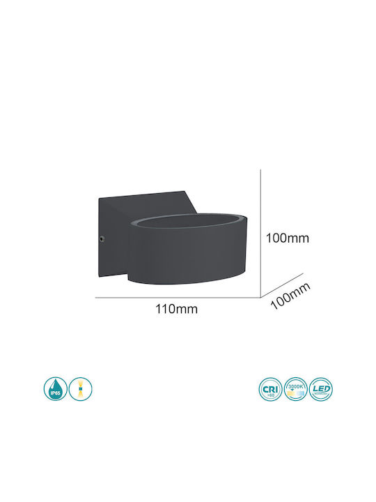 Sun Light Επιτοίχια Εξωτερική Πλαφονιέρα LED IP65 6W Διπλής Δέσμης 11x4.5εκ.