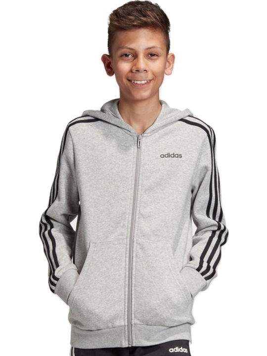 Adidas Παιδική Ζακέτα Φούτερ με Κουκούλα για Αγόρι Γκρι Essentials 3-Stripes