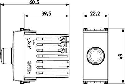 Vimar Recessed Simple Front Dimmer Switch Rotary 500W White