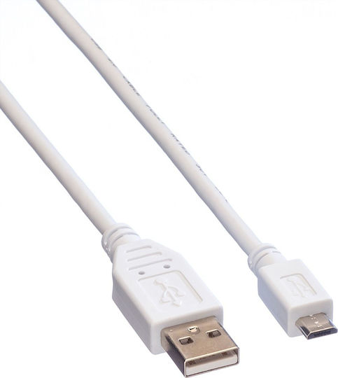 Roline Regular USB 2.0 to micro USB Cable Λευκό 1.8m (11.99.8752)
