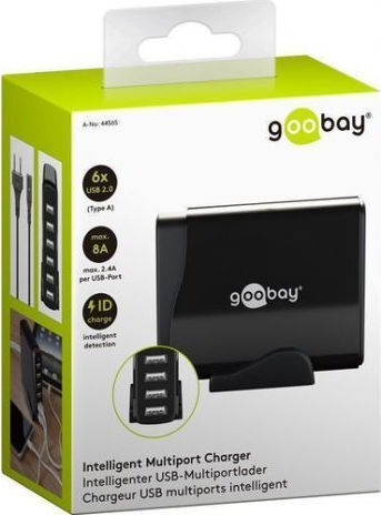 Goobay Charging Stand with 6 USB-A Ports 50W in Black color (44565)