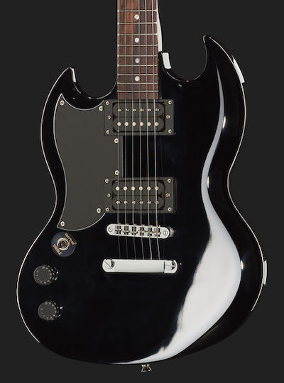 Harley Benton DC-200 Electric Guitar for Left-handed SG with HH Pickup Configuration Black