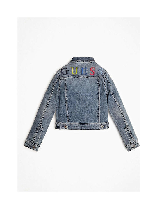 Guess Παιδικό Τζιν Μπουφάν Κοντό Μπλε Back Logo Denim Jacket