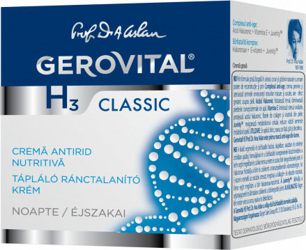 Gerovital H3 Classic Cremă Hidratantă și Anti-îmbătrânire pentru Față de Noapte cu Acid Hialuronic 50ml