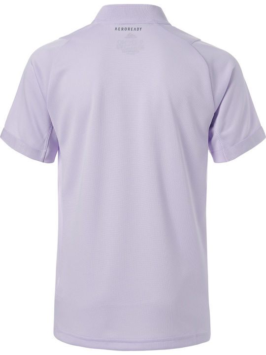 Adidas Kids Polo Short Sleeve Lilac Spring Heat Ready Henley Boy's Tennis