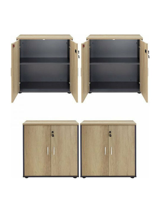 Kabinett Büro Lotus mit Schloss Natural / Charcoal 160x40x80cm