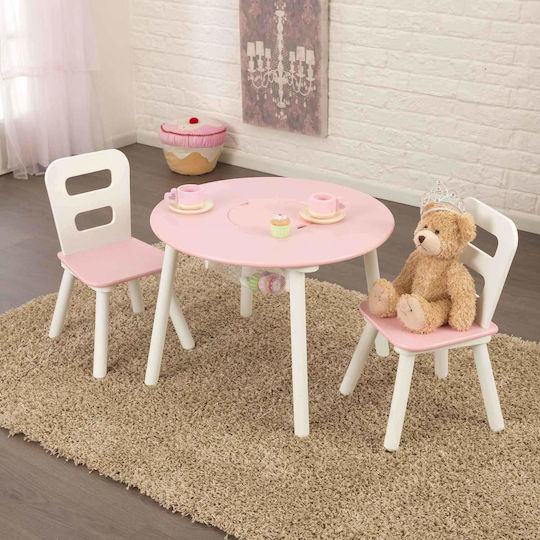 Round Storage Table Kids Table and Chairs Set made of Plastic Pink Kidkraft