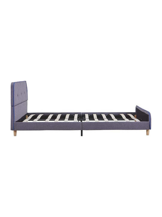 Double Bed Upholstered with Gray Fabric for Mattress 140x200cm