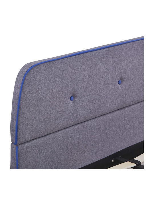 Double Bed Upholstered with Gray Fabric for Mattress 140x200cm