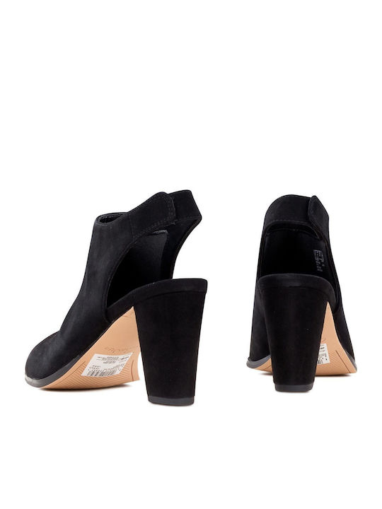Kaylin85 Sling Suede Πέδιλα Ανατομικά Μαύρα