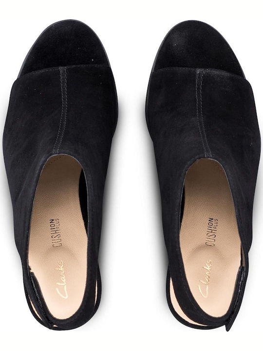 Kaylin85 Sling Suede Πέδιλα Ανατομικά Μαύρα