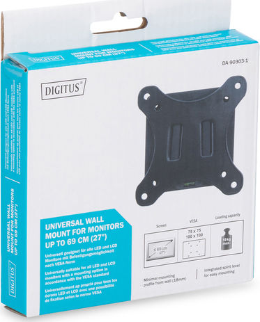 Digitus Επιτοίχια Βάση Οθόνης έως 27" (DA-90303-1)