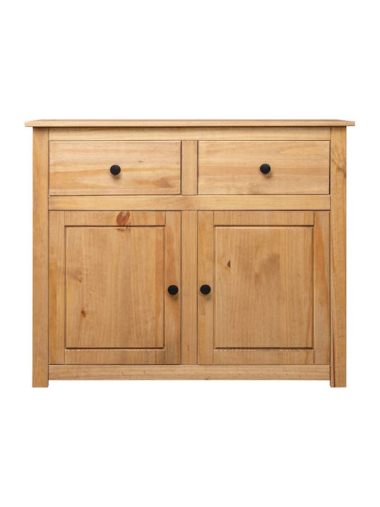 Sideboard Panama Made of Solid Wood with Drawers Beige 93x40x80cm