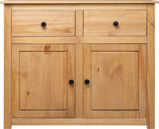 Sideboard Panama Made of Solid Wood with Drawers Beige 93x40x80cm