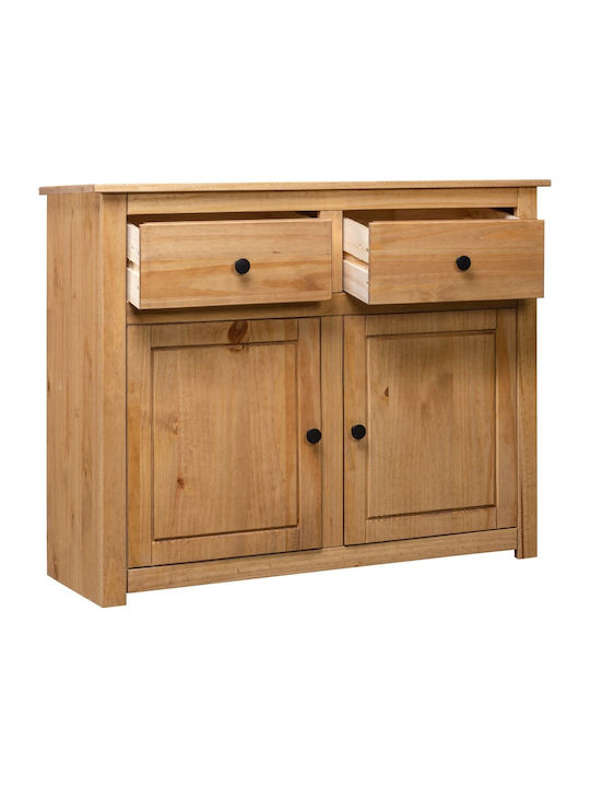 Sideboard Panama Made of Solid Wood with Drawers Beige 93x40x80cm