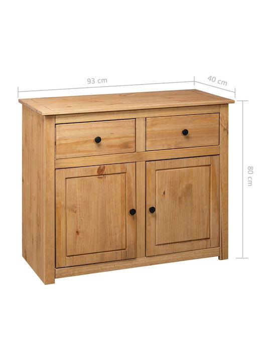 Sideboard Panama Made of Solid Wood with Drawers Beige 93x40x80cm