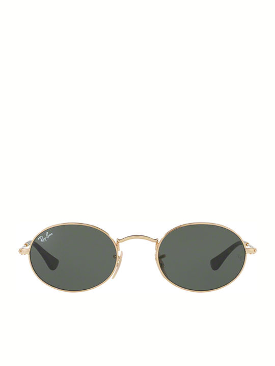 Ray Ban Oval Sunglasses with Gold Metal Frame and Green Lenses RB3547N 001