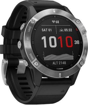 Fenix 6 47mm Smartwatch mit Pulsmesser (Silver with Black Band)