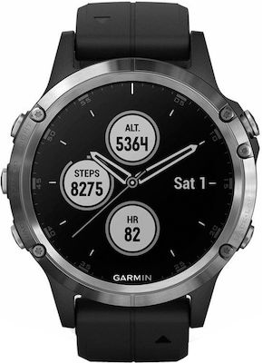 Garmin Fenix 5 Plus Edelstahl 47mm Wasserdicht Smartwatch mit Pulsmesser (Silber)
