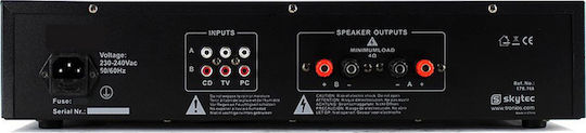 Skytec SPL-1000 PA Power Amplifier 2 Channels 500W/4Ω 350W/8Ω with Cooling System Black